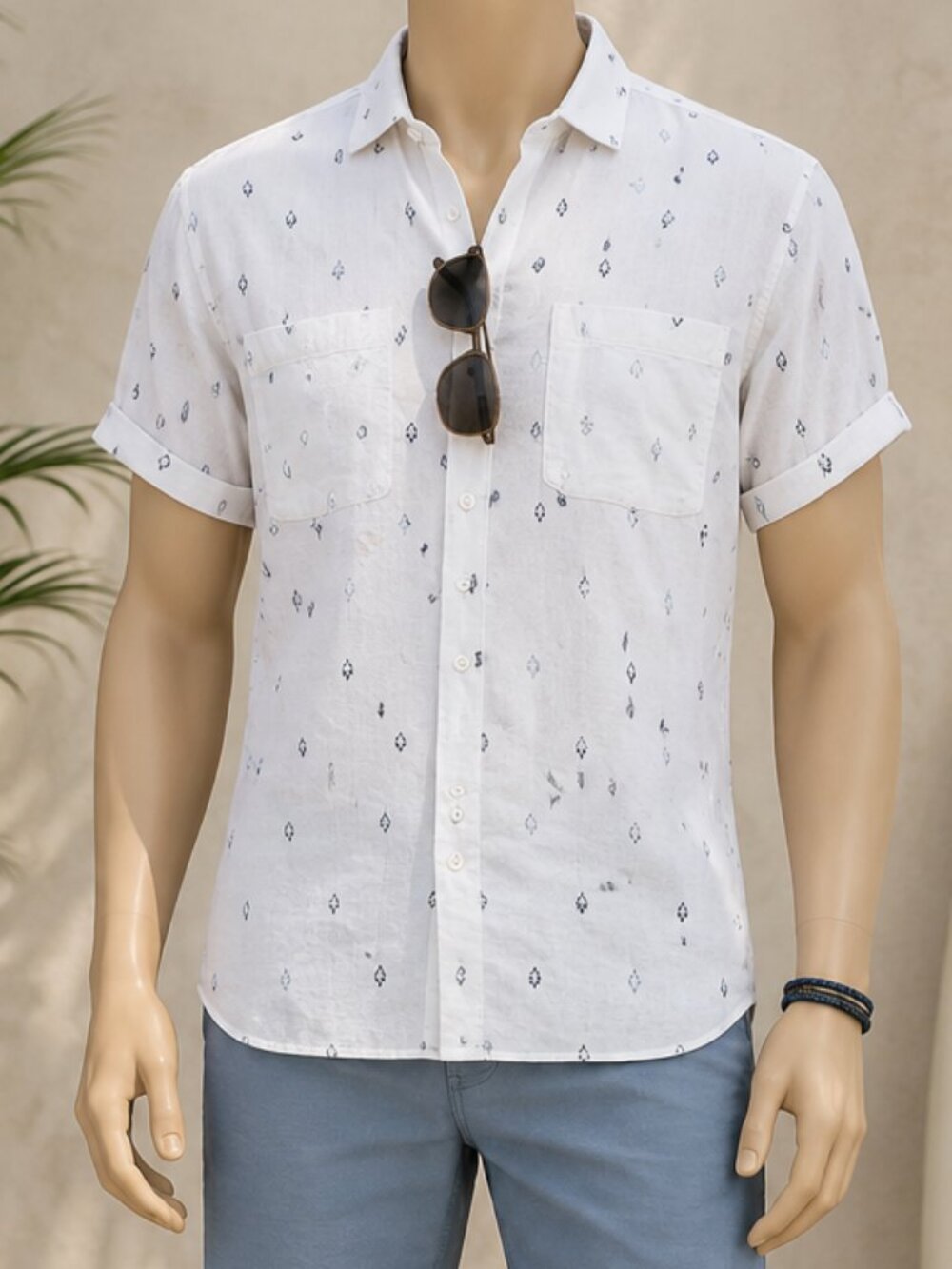 NWT Sun + Stone Men's Thaddeus Short Sleeve Button-Up Shirt